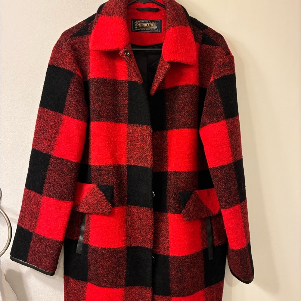 Pendleton Woolen Mills Red and Black Plaid Wool Coat